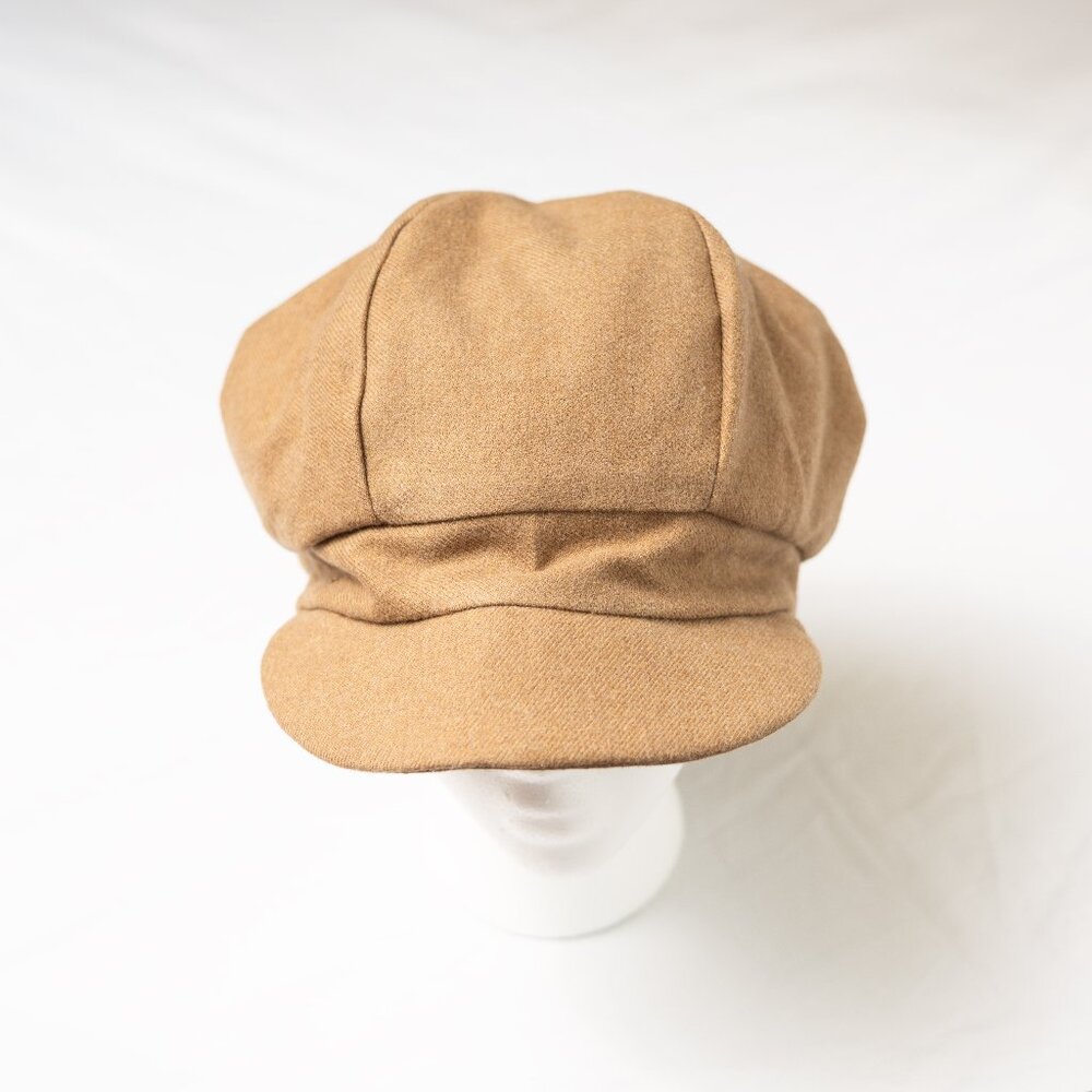 Brushed Cotton Camel Brown Upcycled Newsboy Cabbie Baker Boy Cap